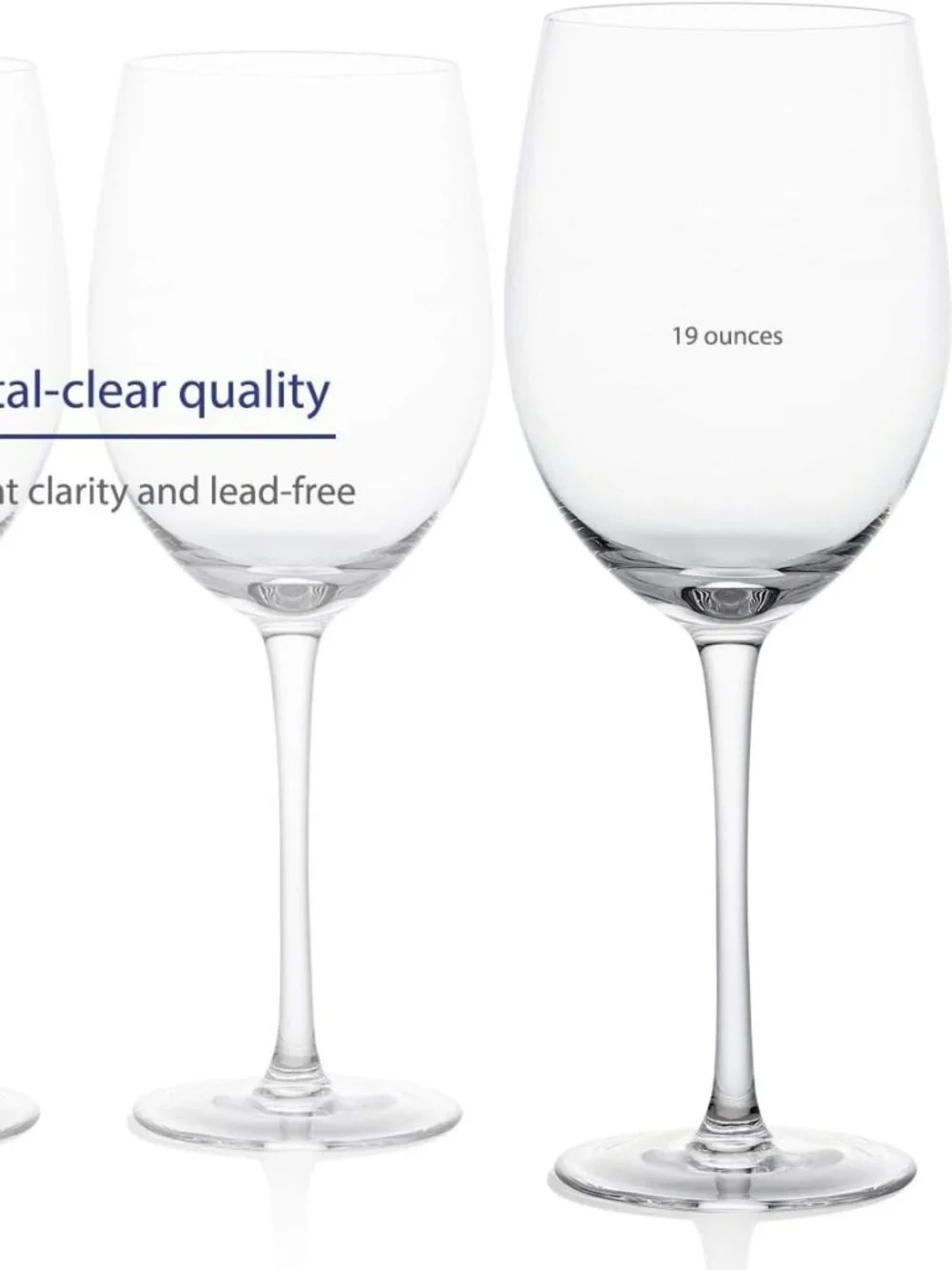 Classic Wine Glasses with Stems l (15oz) l Hand Blown Premium Crystal l Set of 4
